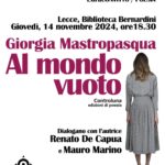 “Al mondo vuoto” di Giorgia Mastropasqua alla Biblioteca Bernardini: Poesia e Riflessione sul Mondo Contemporaneo